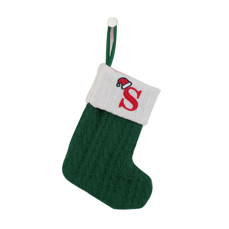 （Pre Order）Green Letter Wool Christmas Stocking Pendant