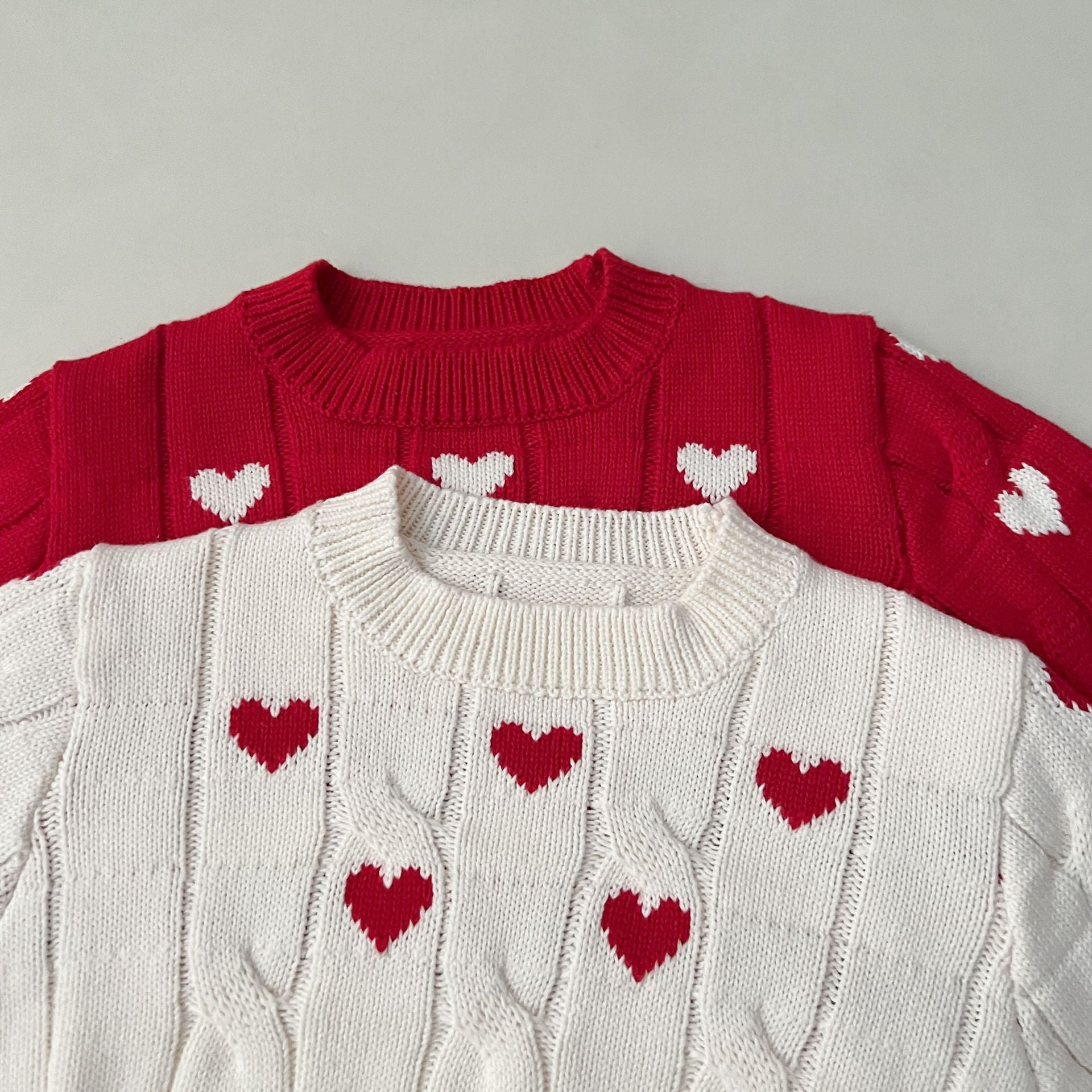 （Pre Order）Girls Valentine's Day Love Jacquard Twist Sweater