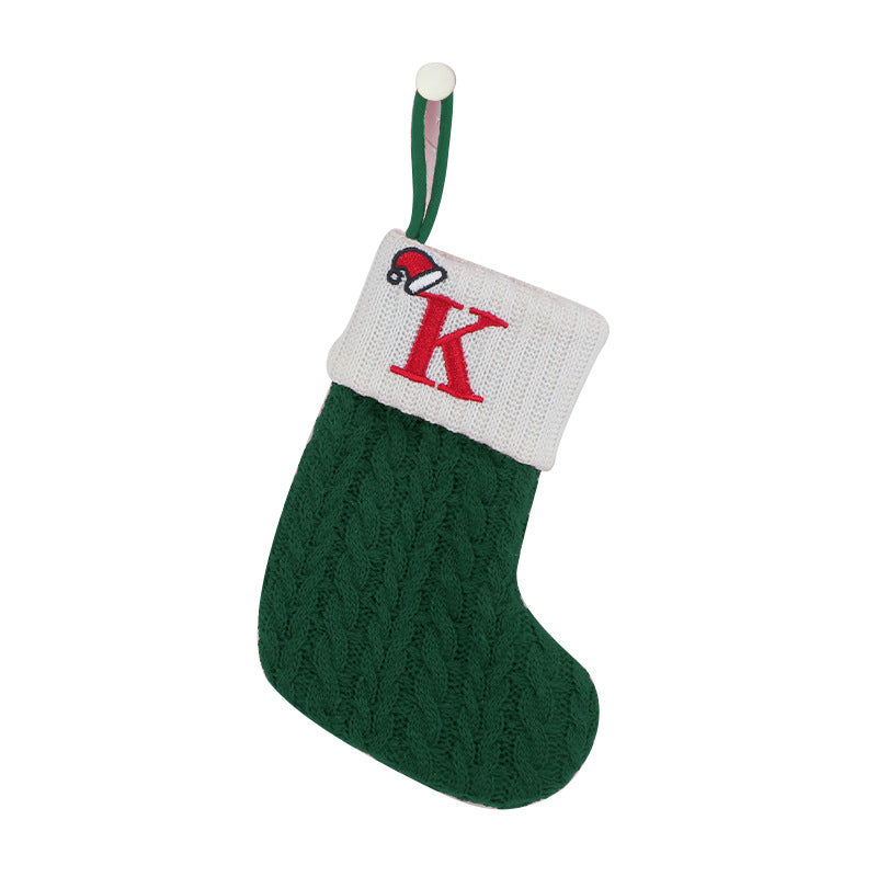 （Pre Order）Green Letter Wool Christmas Stocking Pendant