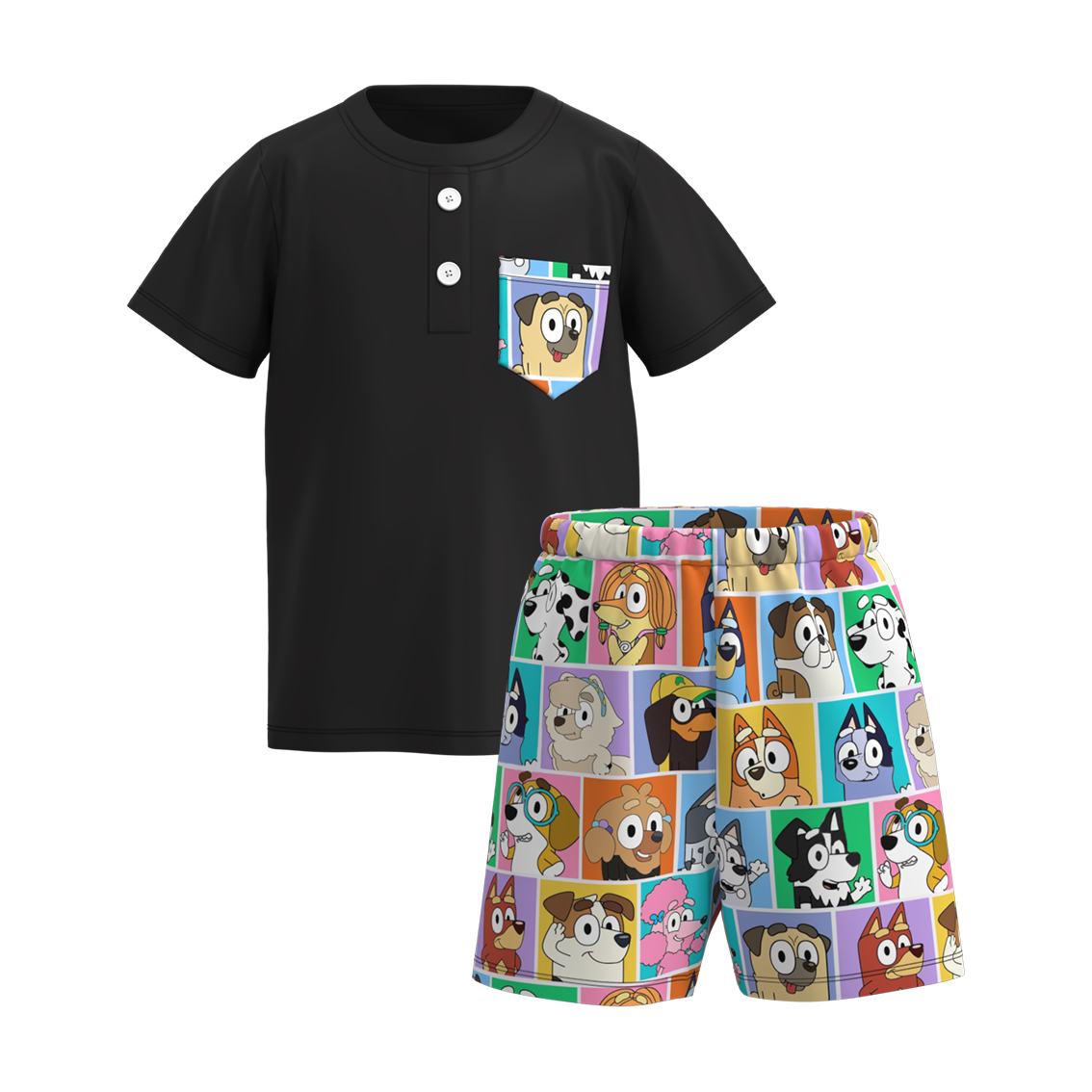 （Pre Order）Boys Summer Buley Print Pocket Short Set