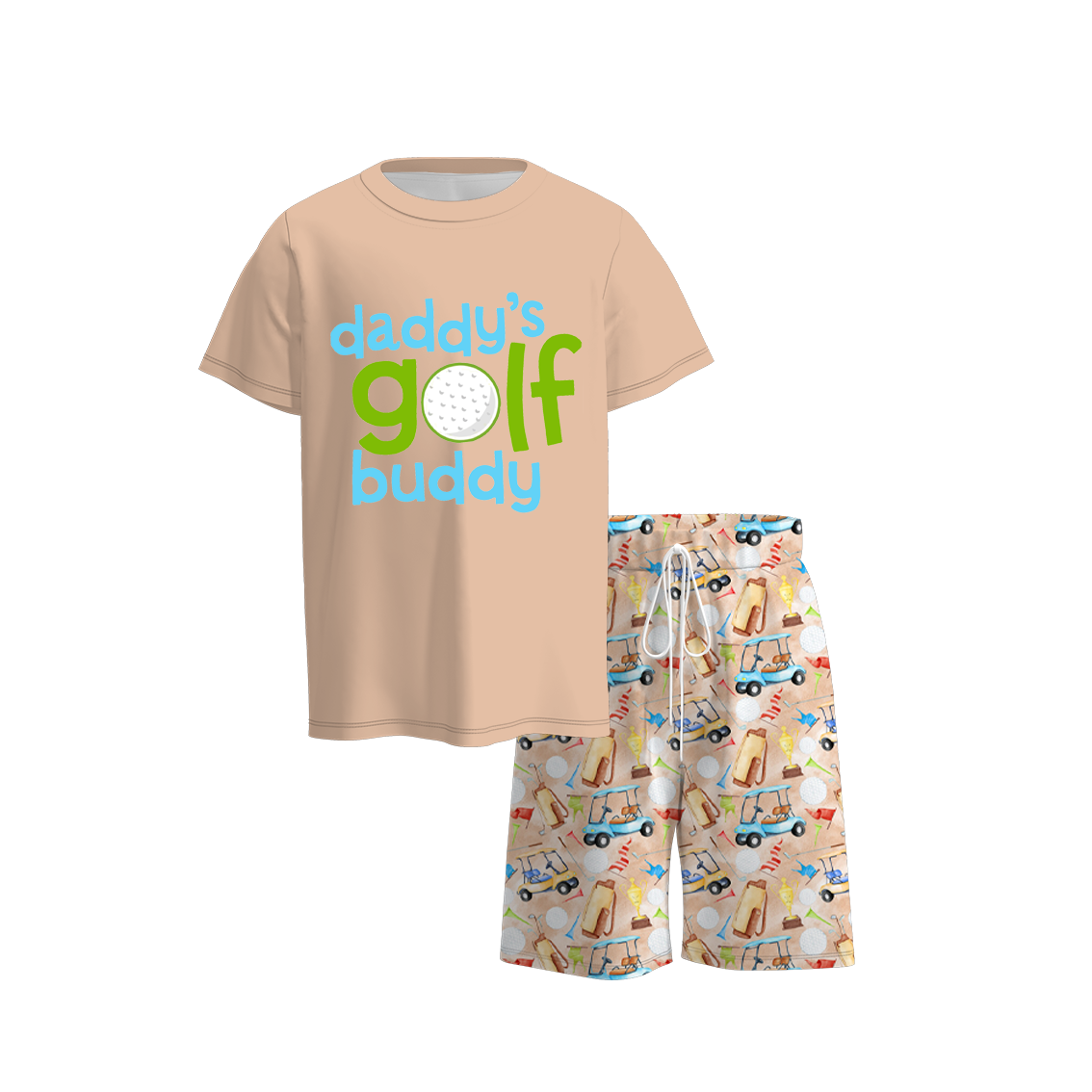 （Pre Order）Boys Summer Golf Fishing Print Short Set