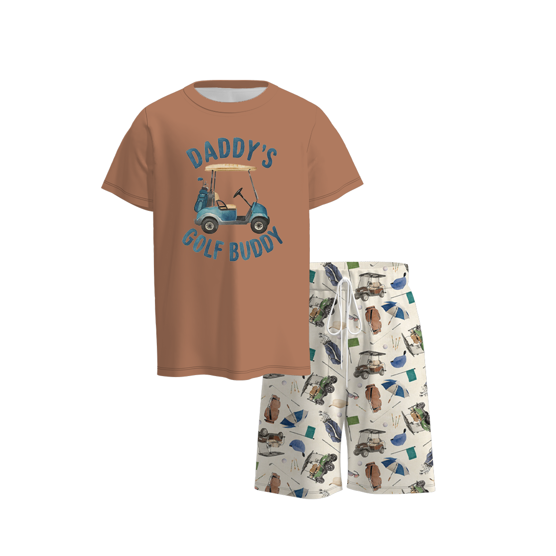 （Pre Order）Boys Summer Golf Fishing Print Short Set