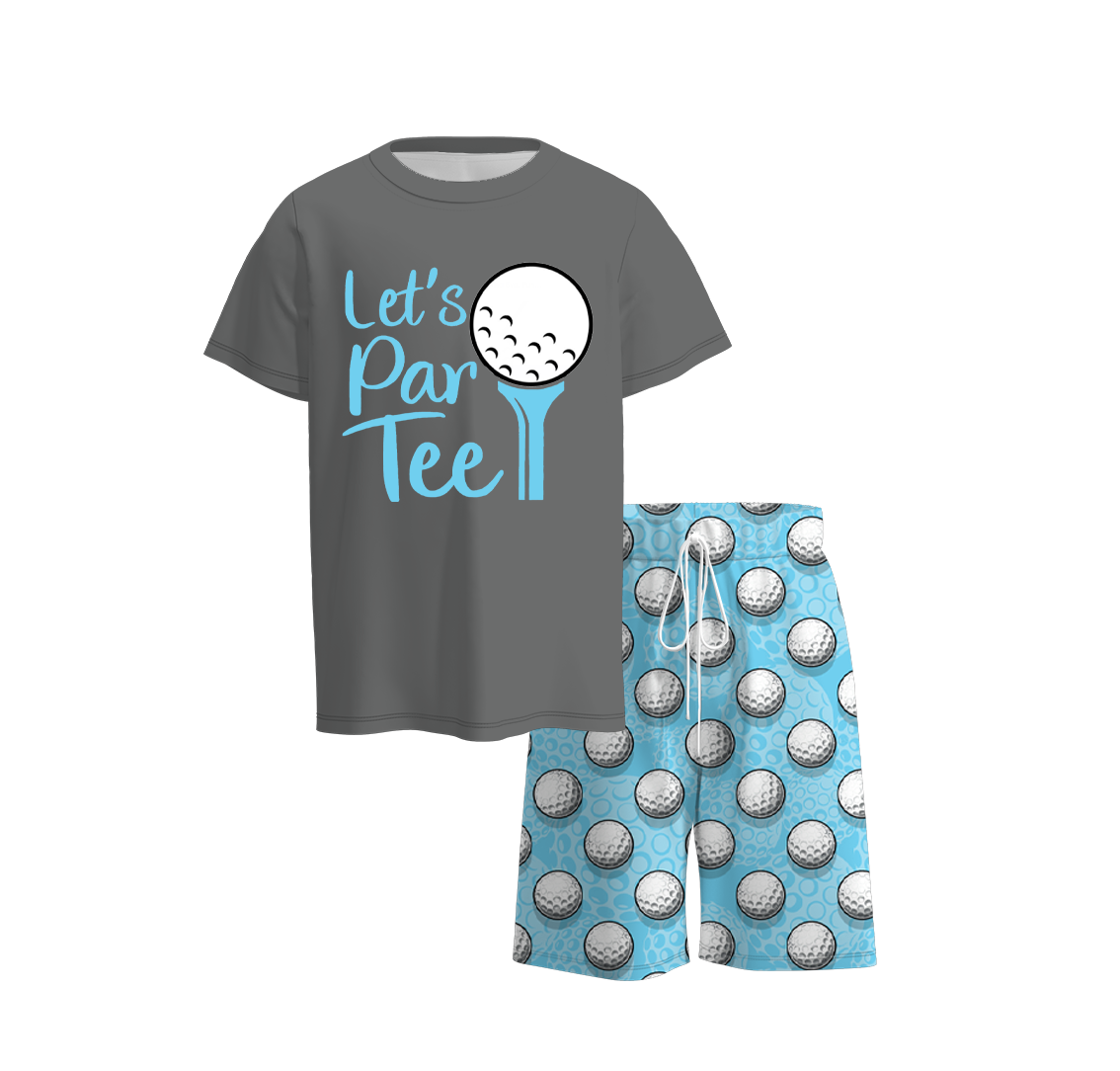 （Pre Order）Boys Summer Golf Fishing Print Short Set