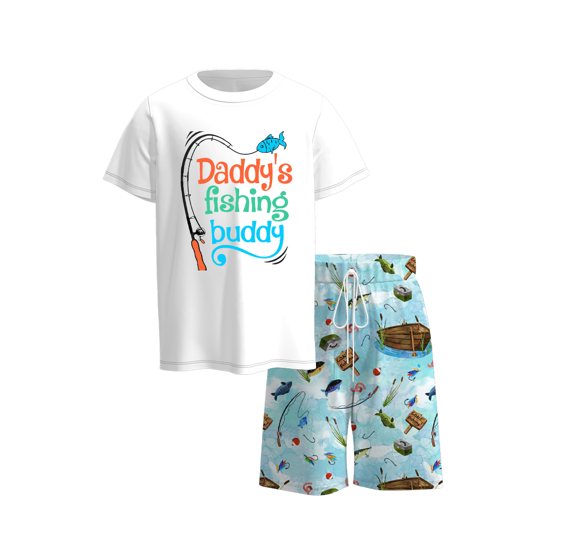 （Pre Order）Boys Summer Golf Fishing Print Short Set