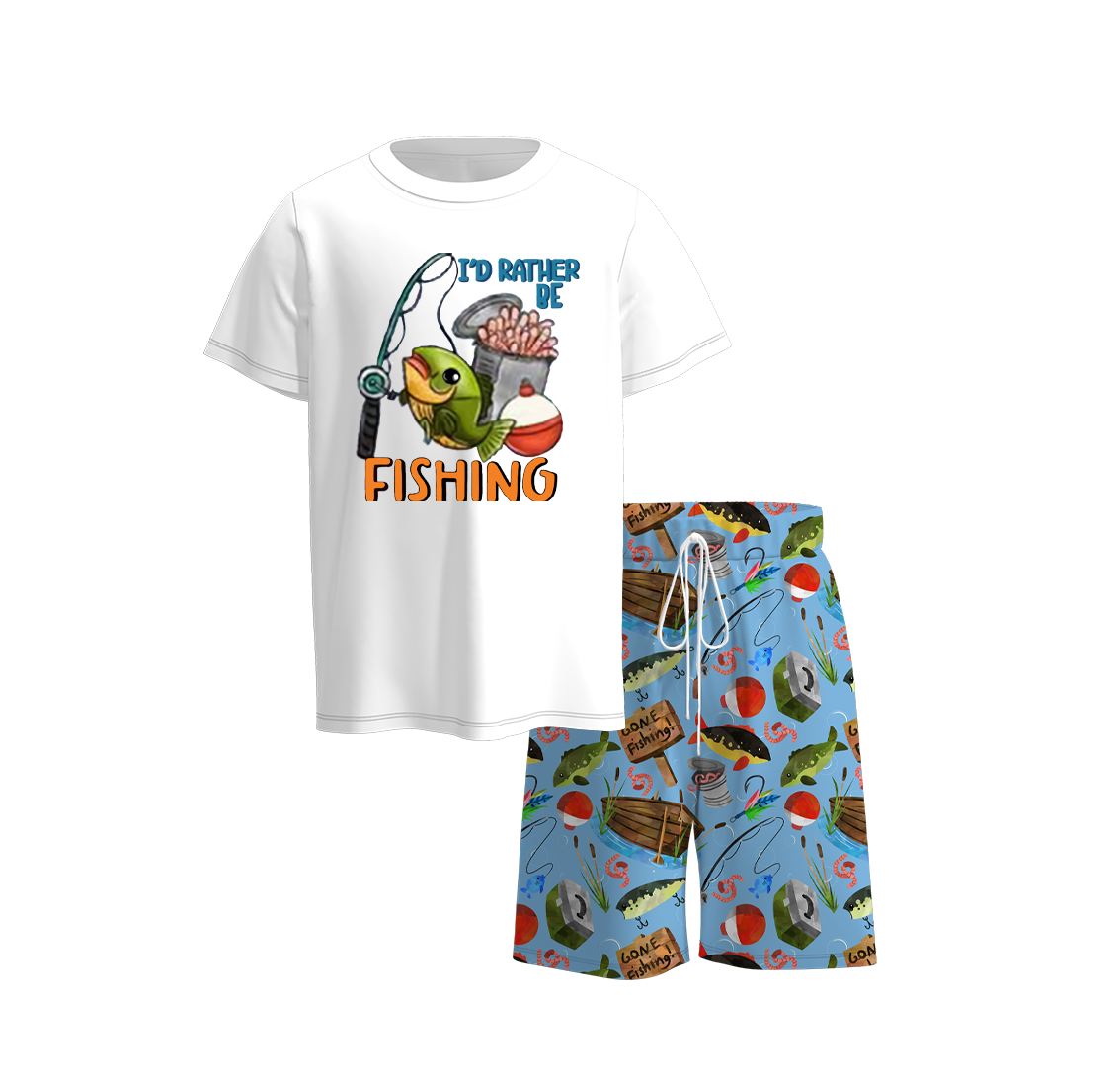 （Pre Order）Boys Summer Golf Fishing Print Short Set