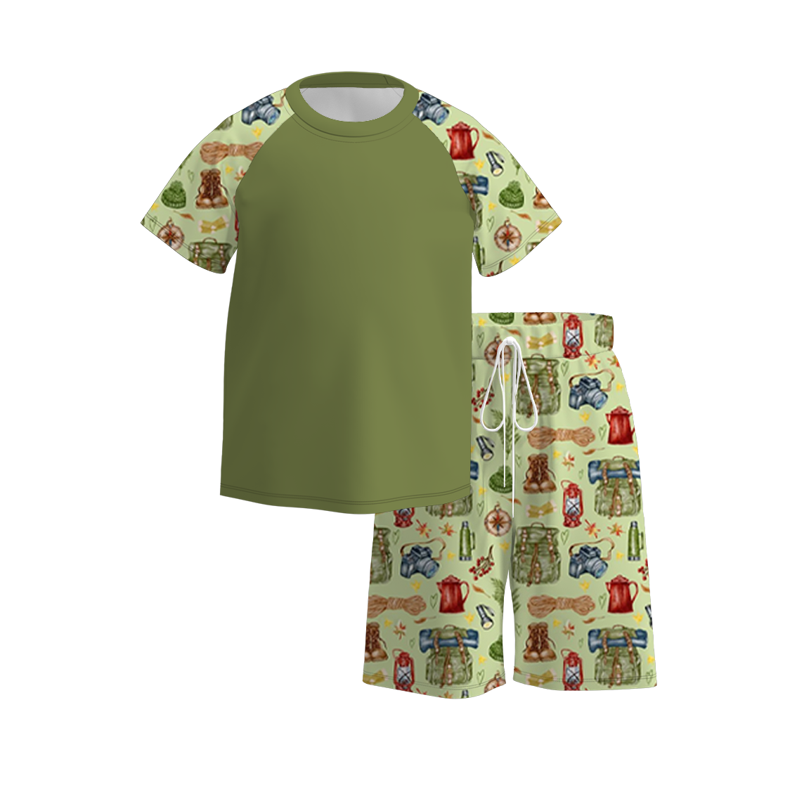 （Pre Order）Boys Summer Camping Print Short Set