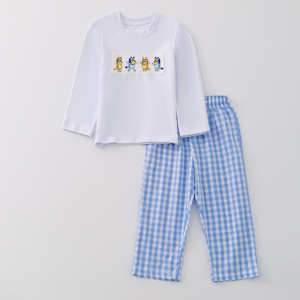 （Pre Order）Boys Cartoon Embroidery Smocked Outfit Set