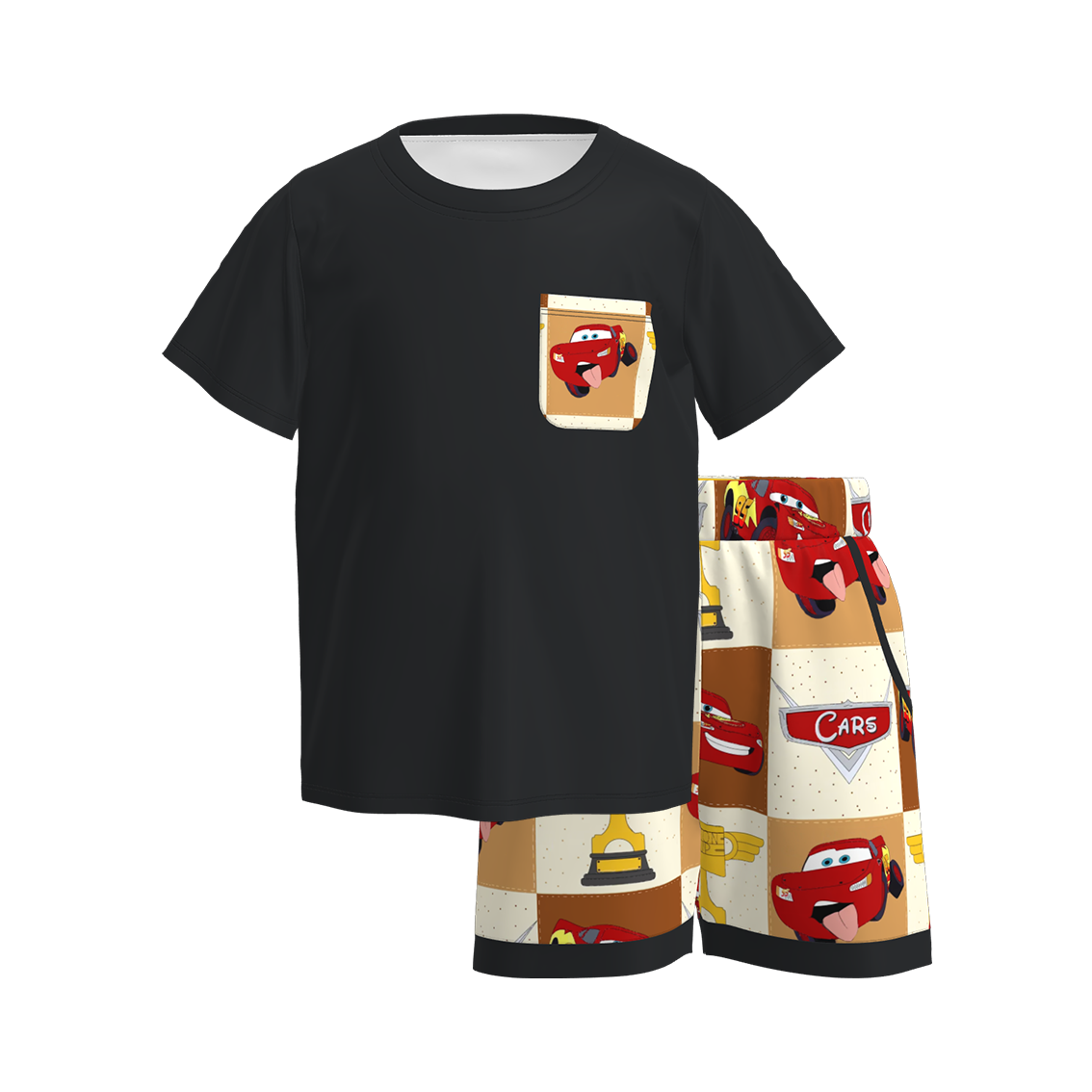 （Pre Order）Boys Spring and Summer Truck Print Shorts Set