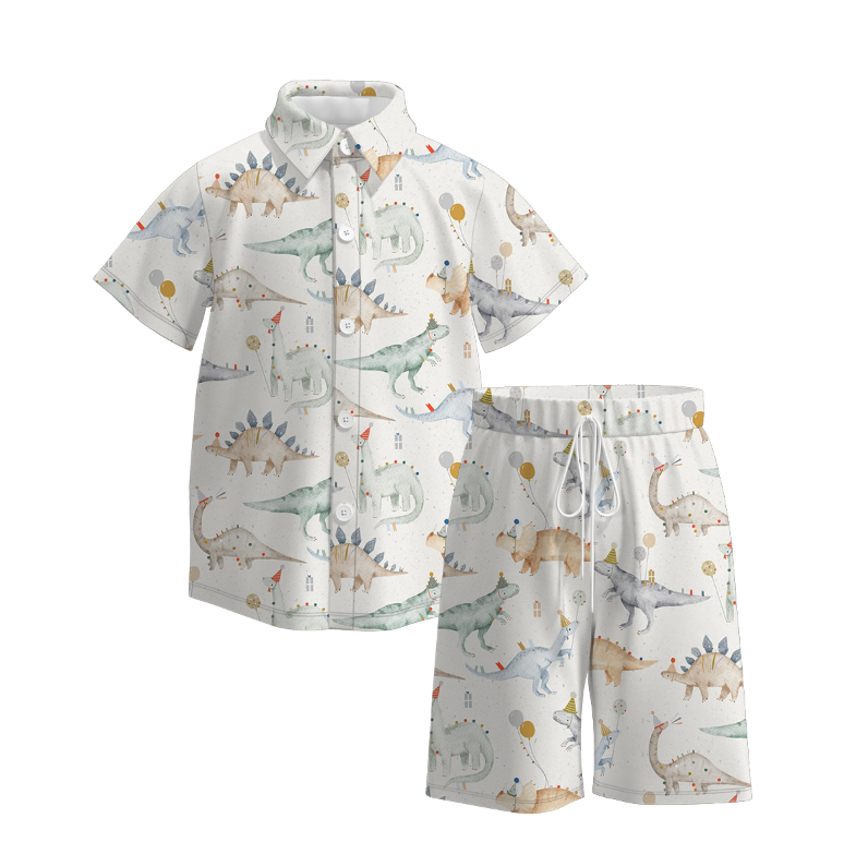 （Pre Order）Boys Spring and Summer Birthday Print Shorts Set