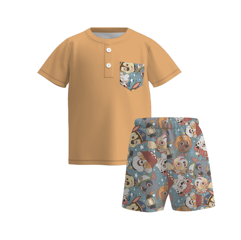 （Pre Order）Boys Spring and Summer Cartoon Print Shorts Set