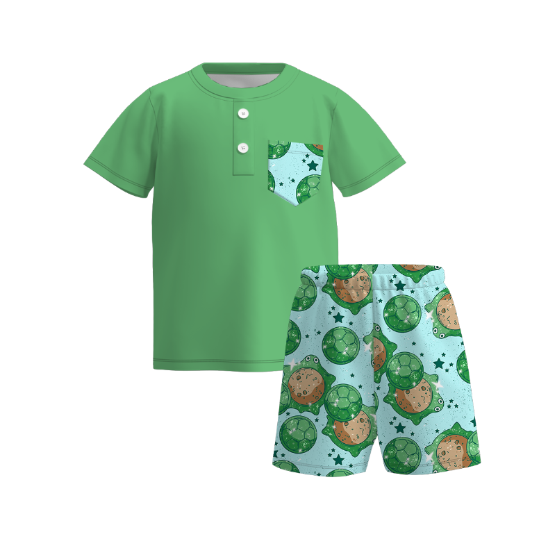 （Pre Order）Boys Spring and Summer Cartoon Print Shorts Set