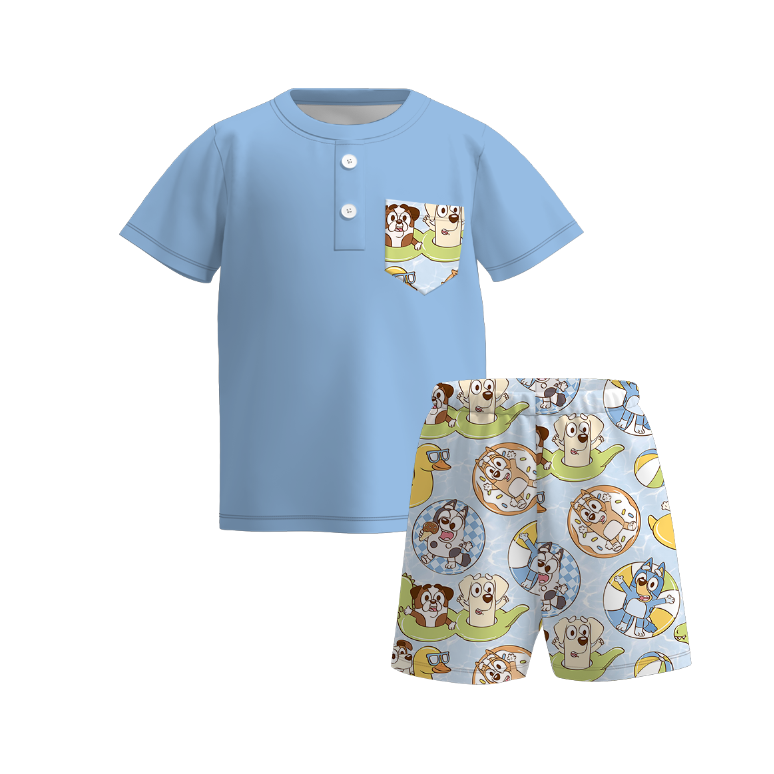 （Pre Order）Boys Spring and Summer Cartoon Print Shorts Set