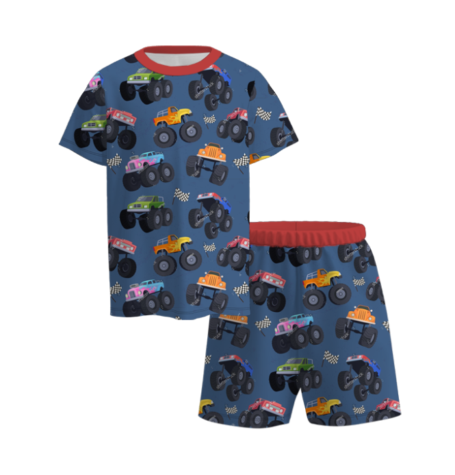 （Pre Order）Boys Spring and Summer Cartoon Print Pajamas