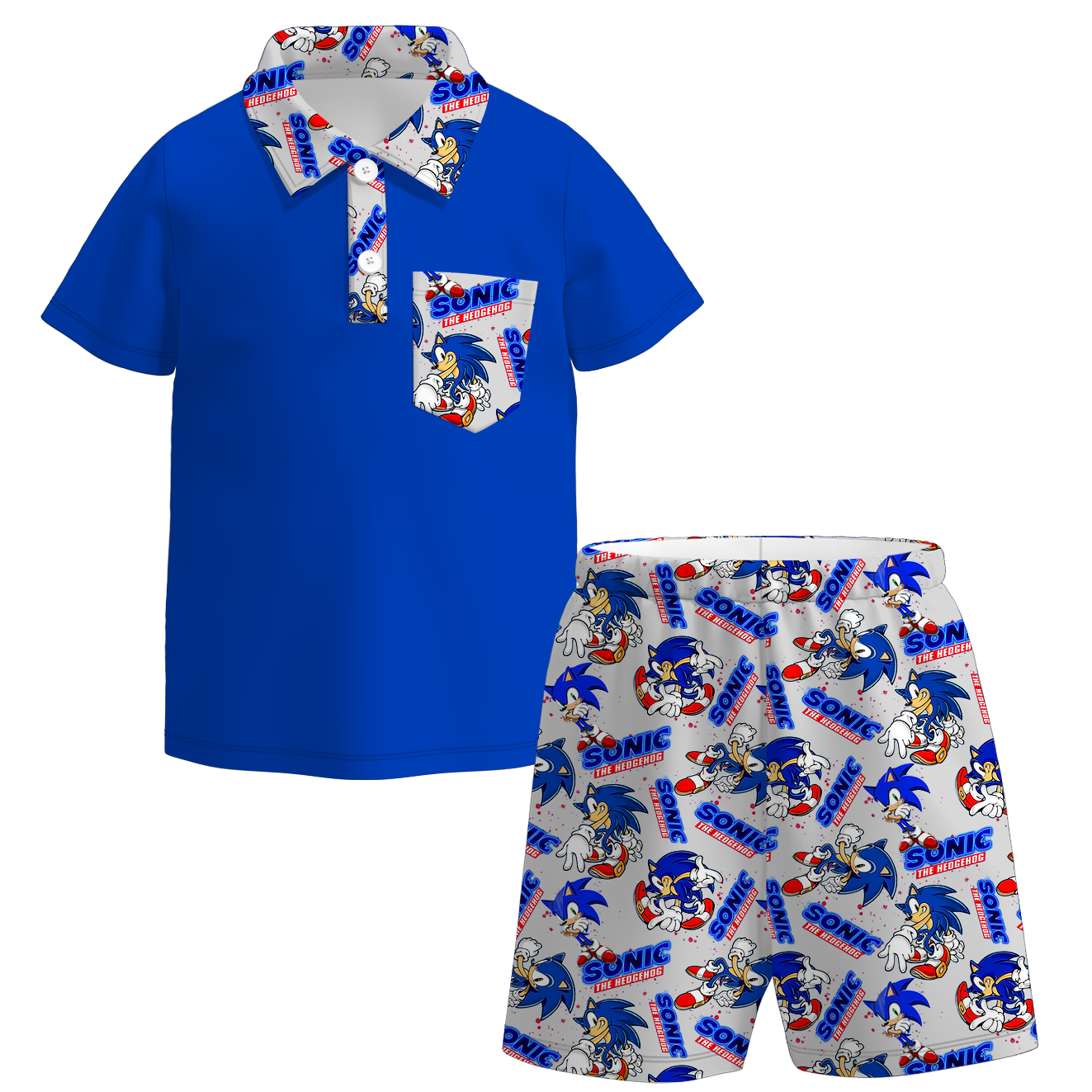 （Pre Order）Boys Spring and Summer Cartoon Character Print Shorts Set