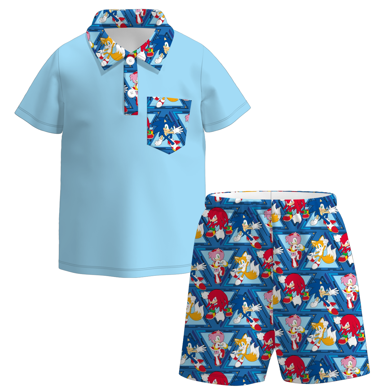 （Pre Order）Boys Spring and Summer Cartoon Character Print Shorts Set