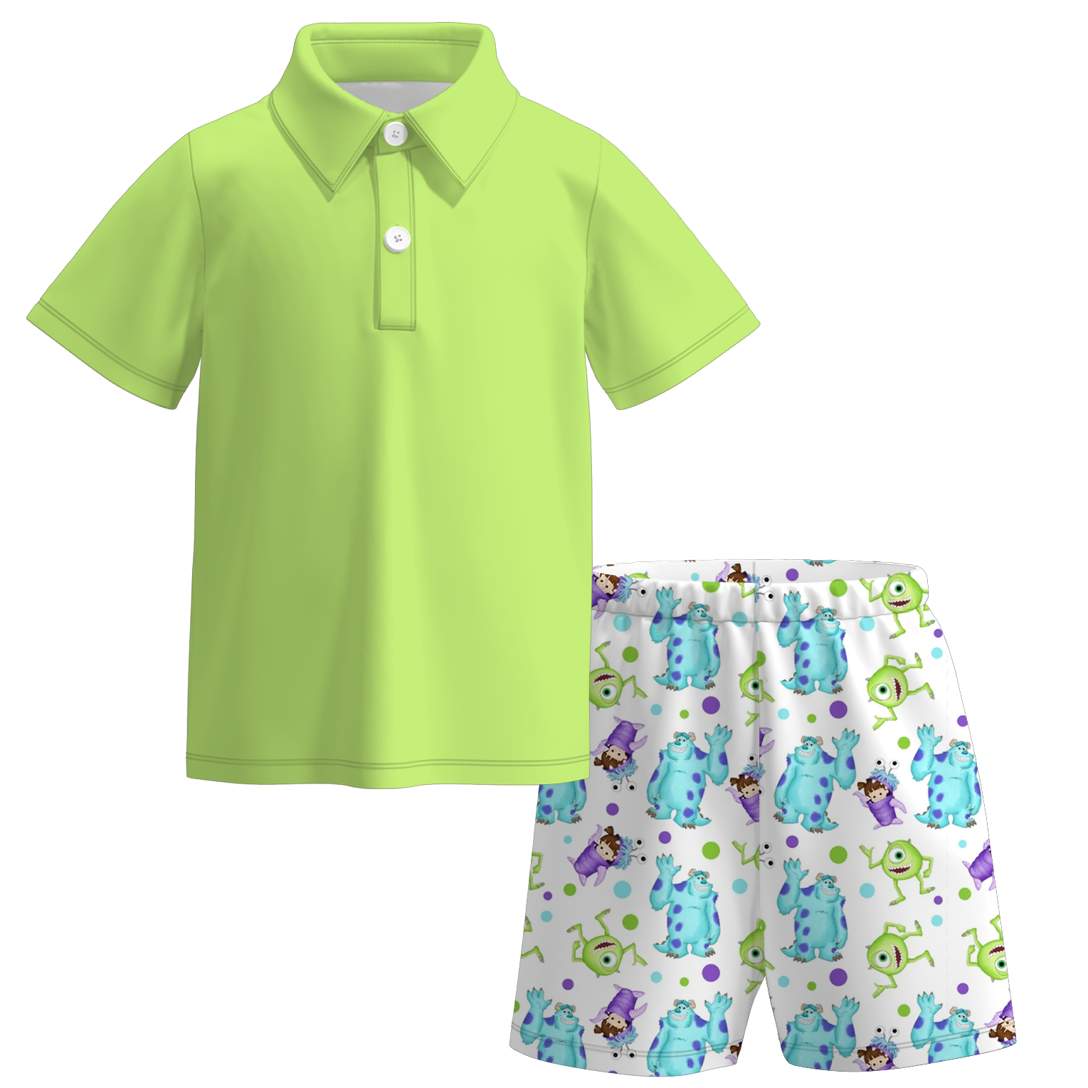 （Pre Order）Boys Spring and Summer Monster Print Shorts Set