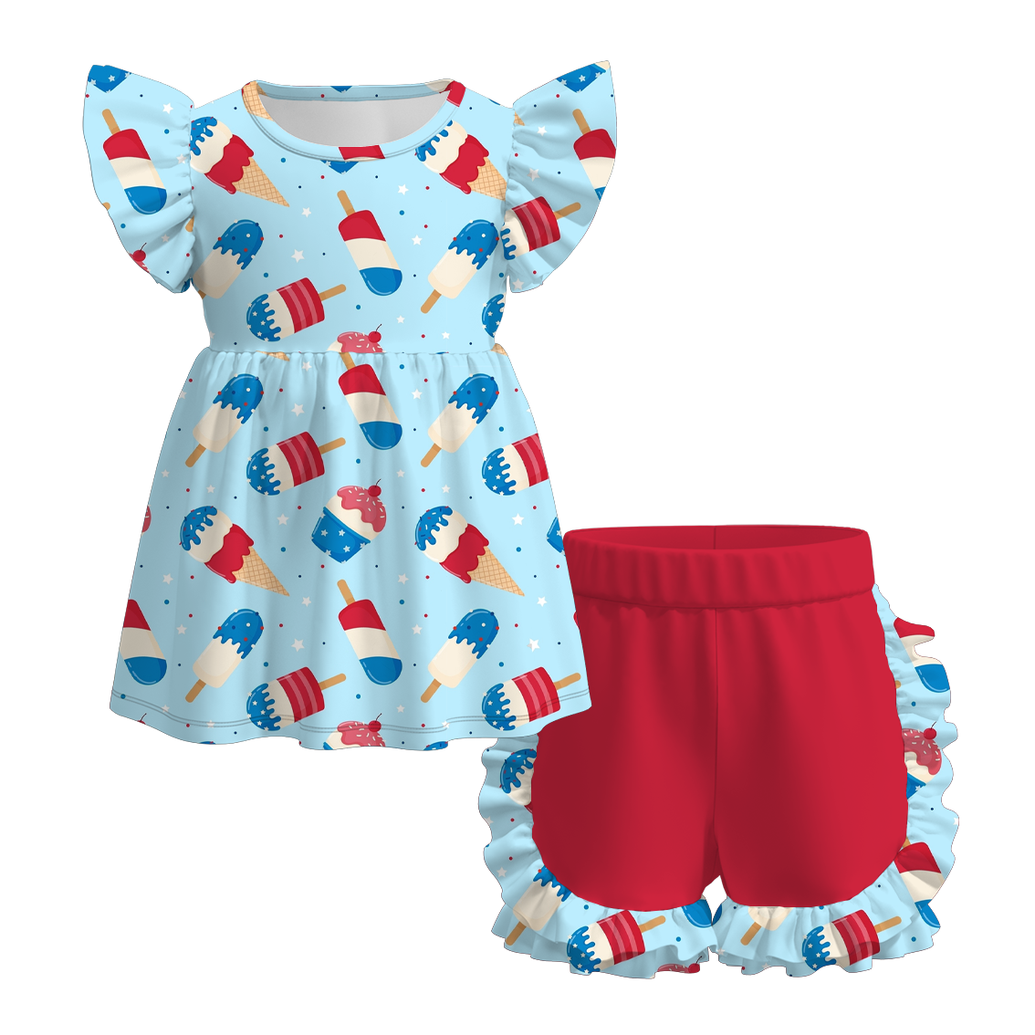 （Pre Order）Exclusive Summer Girls' Ruffled Shorts Set