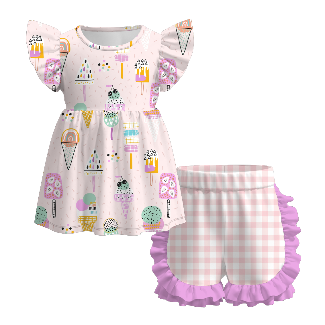 （Pre Order）Exclusive Summer Girls' Ruffled Shorts Set