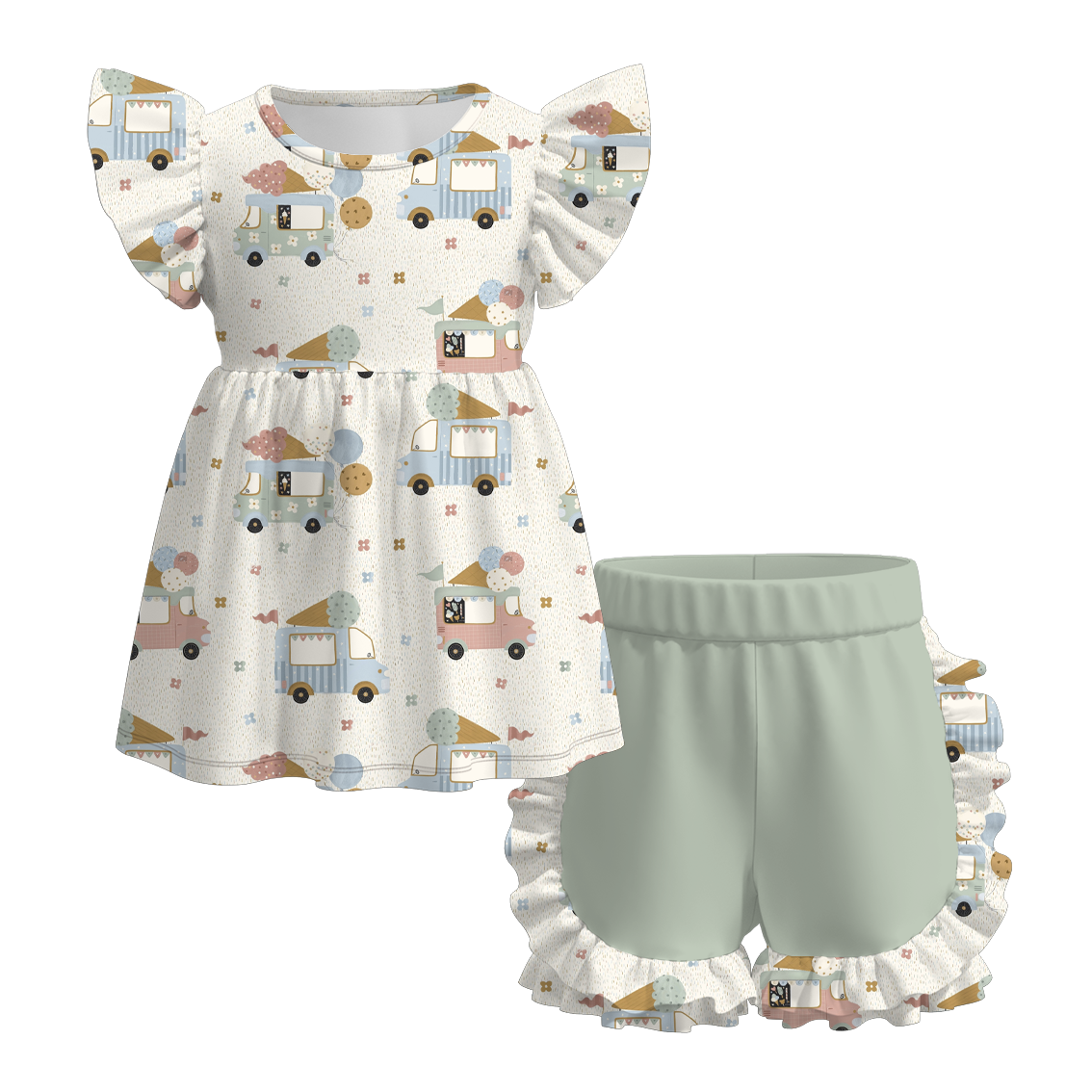 （Pre Order）Exclusive Summer Girls' Ruffled Shorts Set