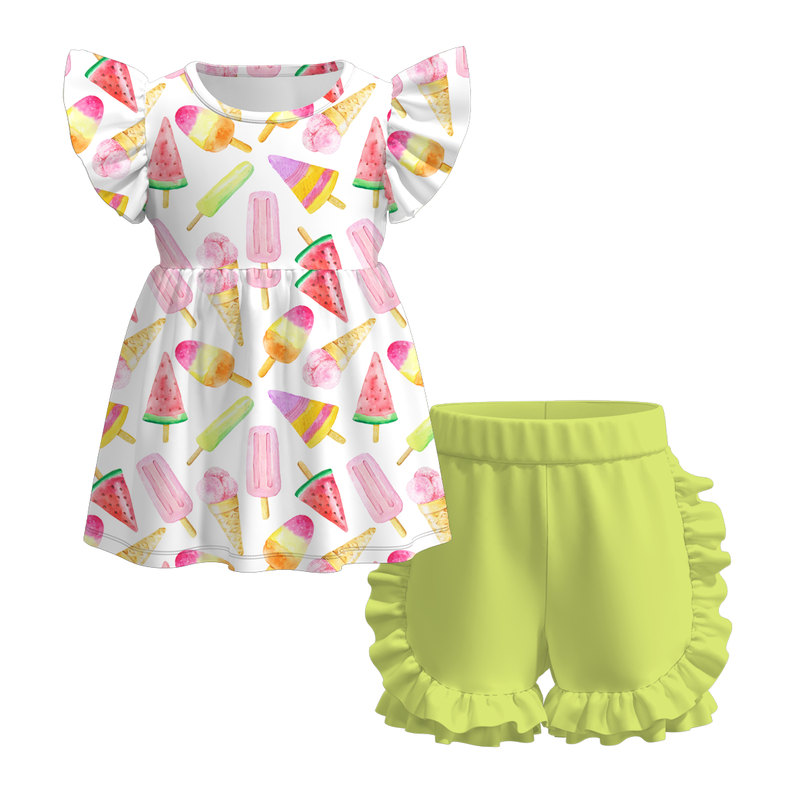 （Pre Order）Exclusive Summer Girls' Ruffled Shorts Set