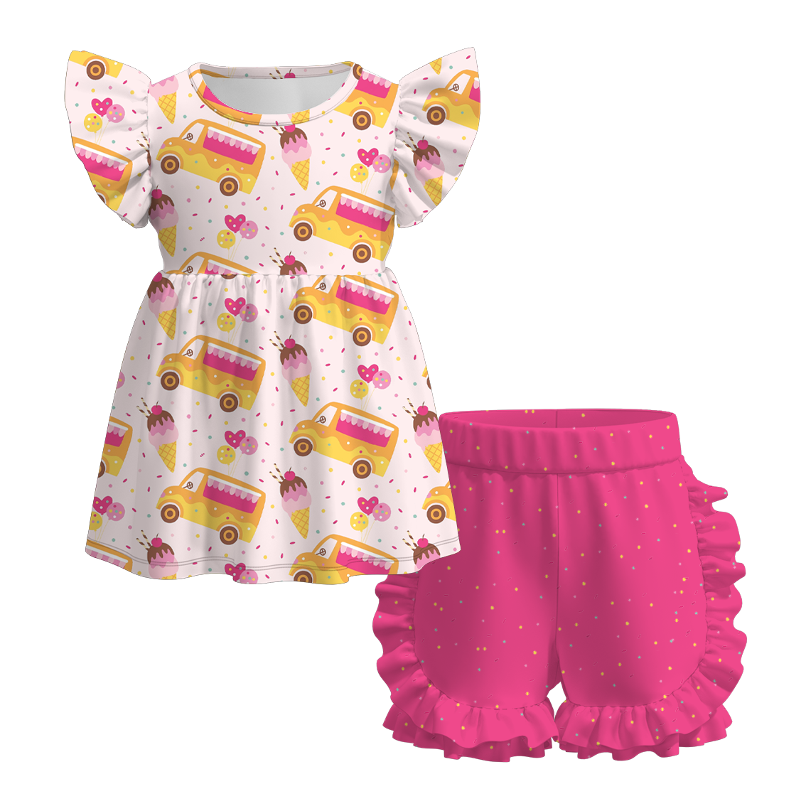 （Pre Order）Exclusive Summer Girls' Ruffled Shorts Set