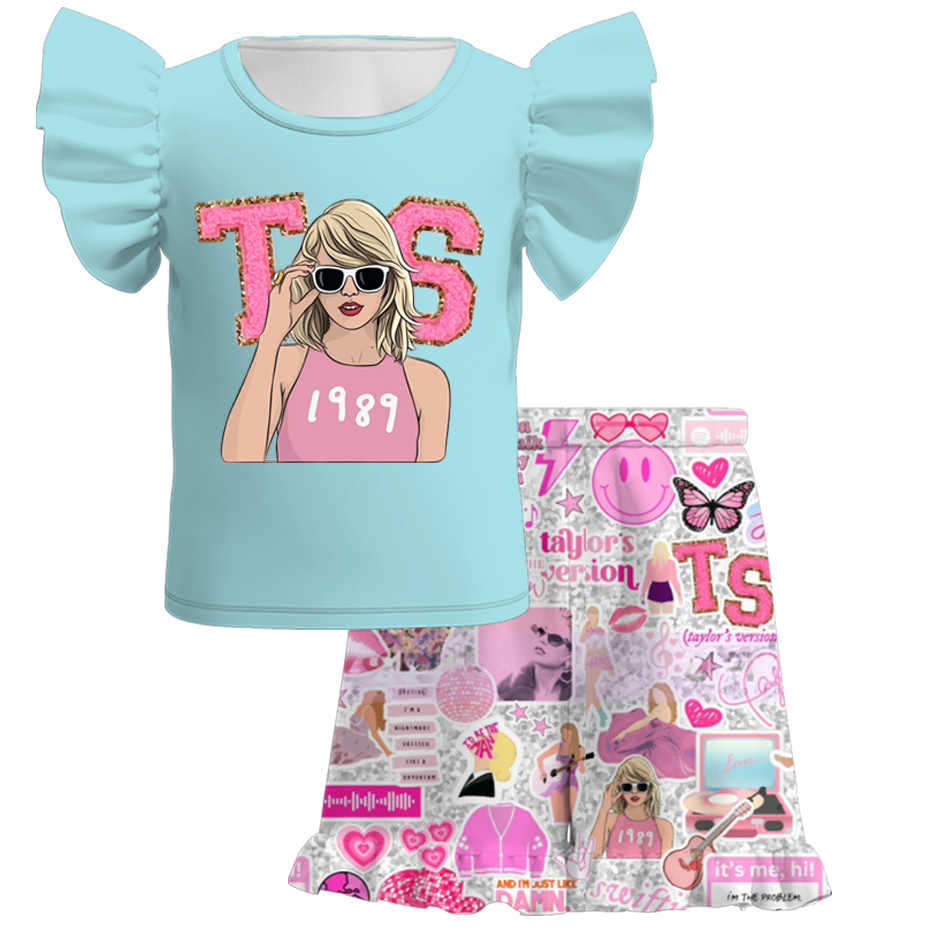 （Pre Order）Girls Summer TS Print Short Set