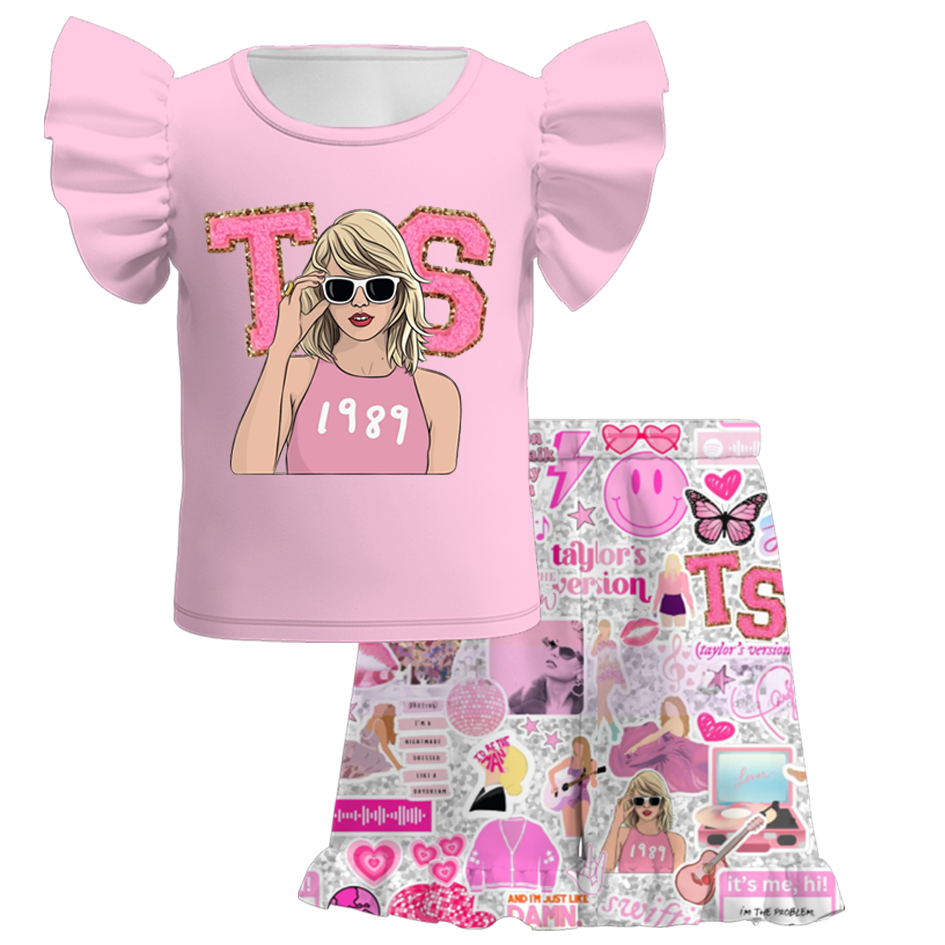 （Pre Order）Girls Summer TS Print Short Set