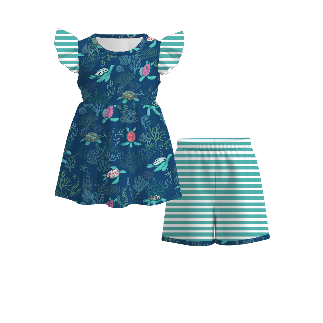 （Pre Order）Girls Summer Floral Ruffled Short Set