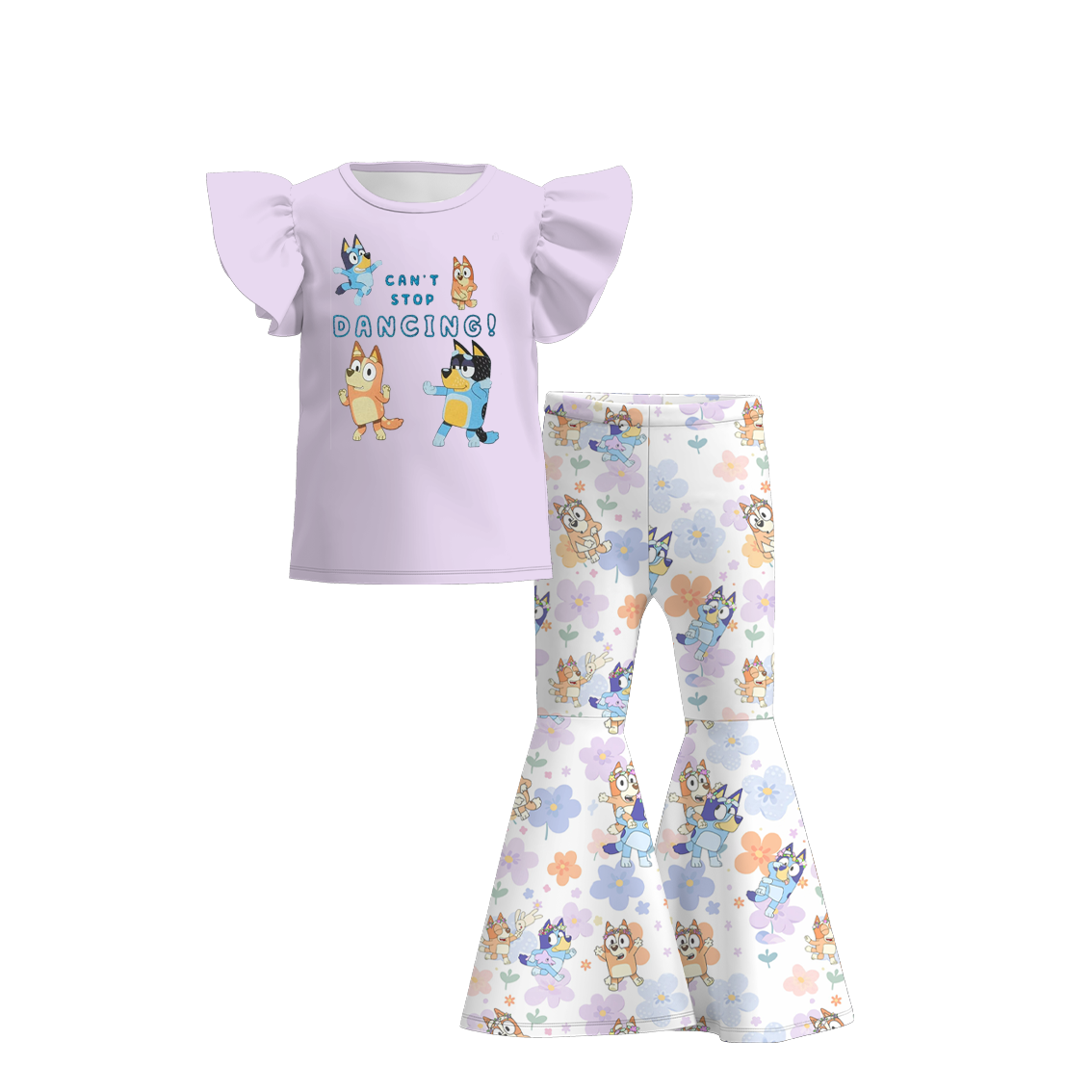 （Pre Order）Girls Cartoon Bell-bottom Pants Set