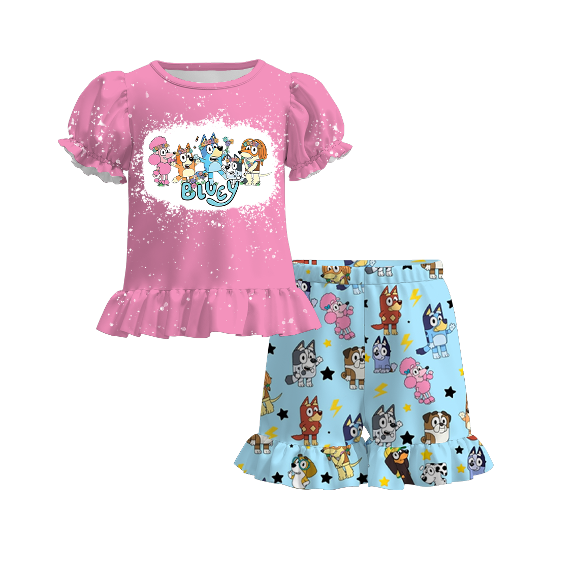 （Pre Order）Girls Cartoon Shorts Set