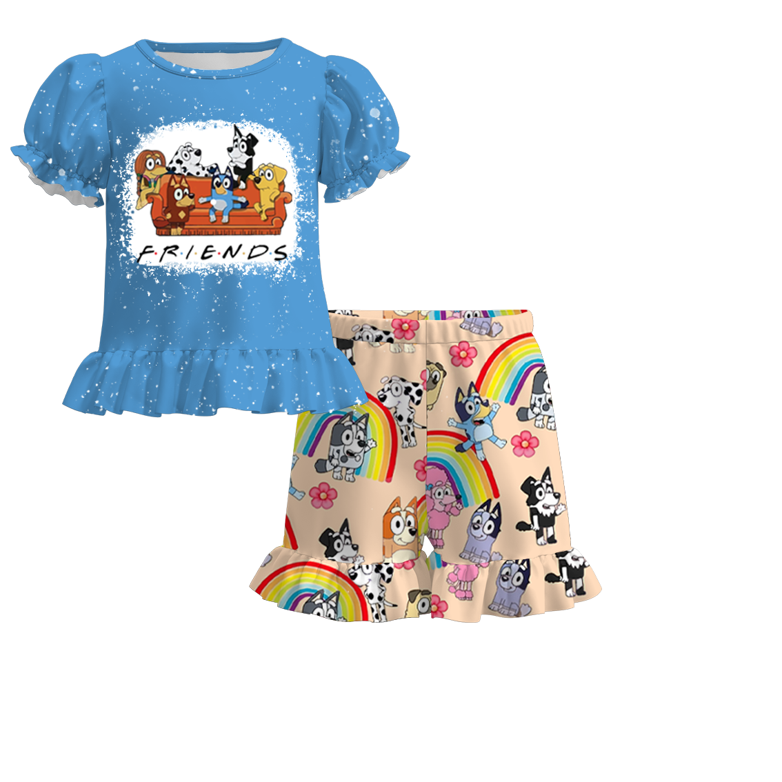 （Pre Order）Girls Cartoon Shorts Set