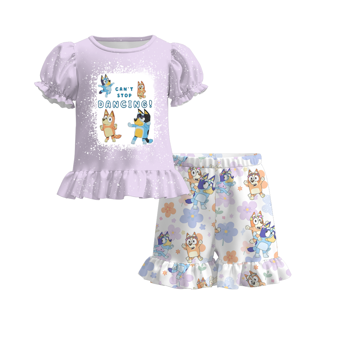 （Pre Order）Girls Cartoon Shorts Set