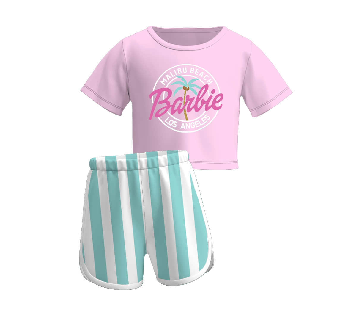 （Pre Order）Girls Barbie Summer Shorts Set