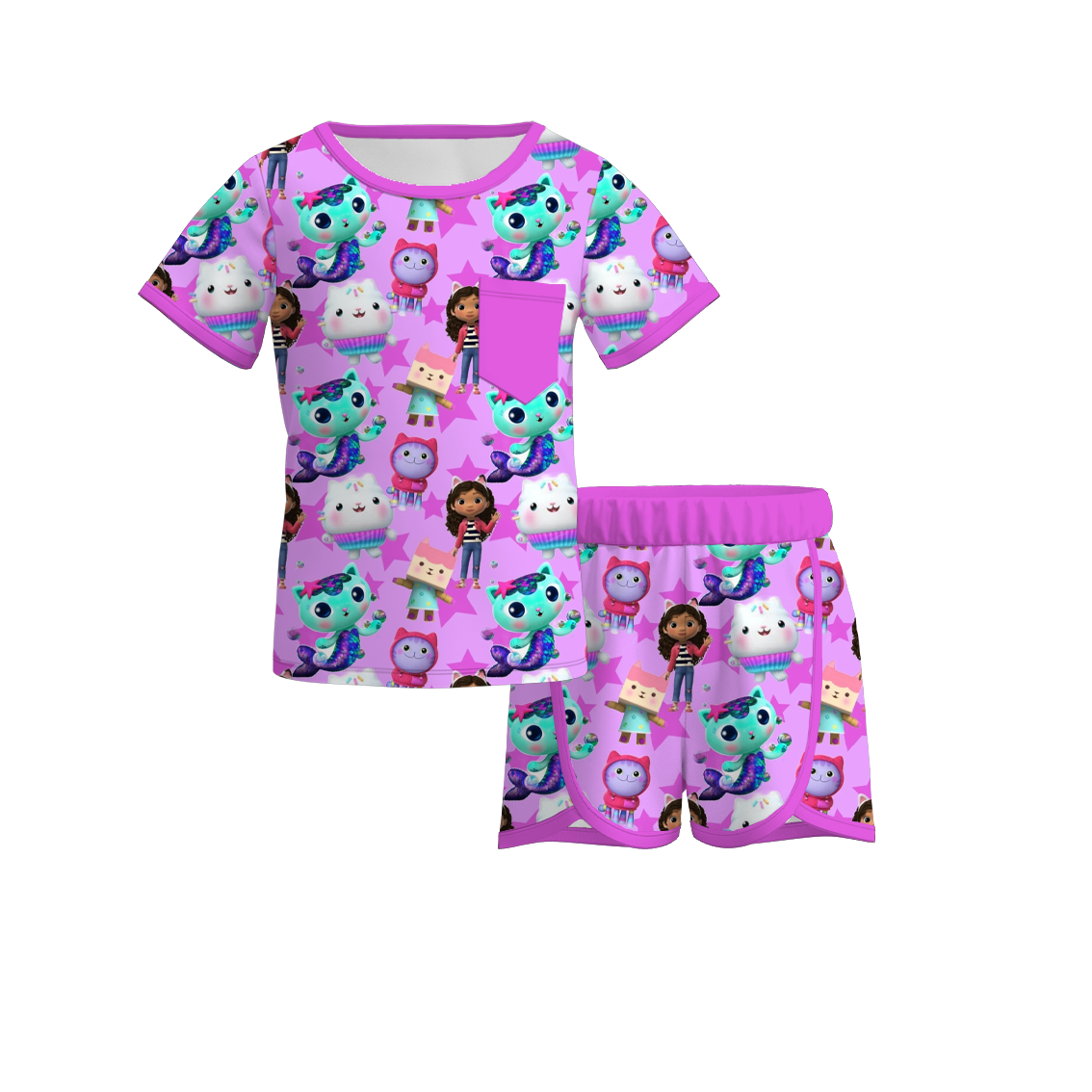 （Pre Order）Dollhouse Print Pocket Shorts 2 Pcs Set