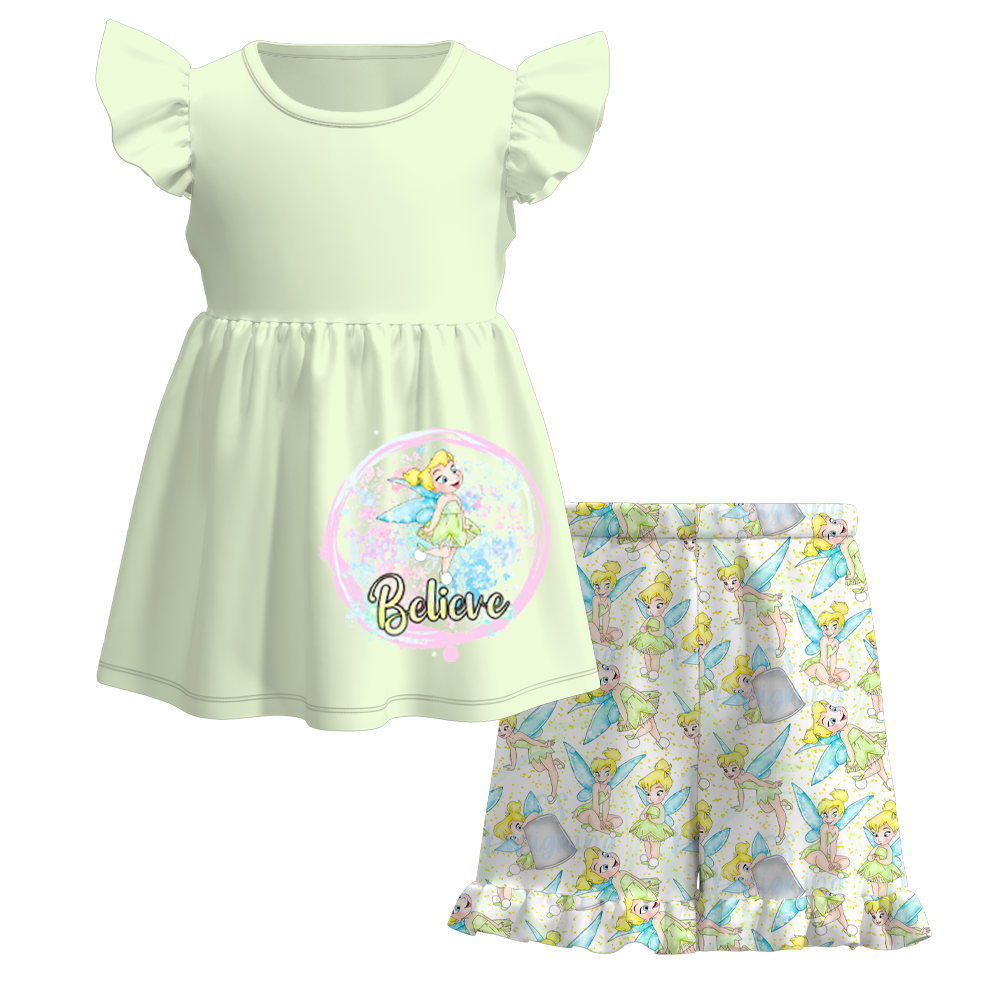 （Pre Order）Girls Summer Tinker Bell Print Short Set