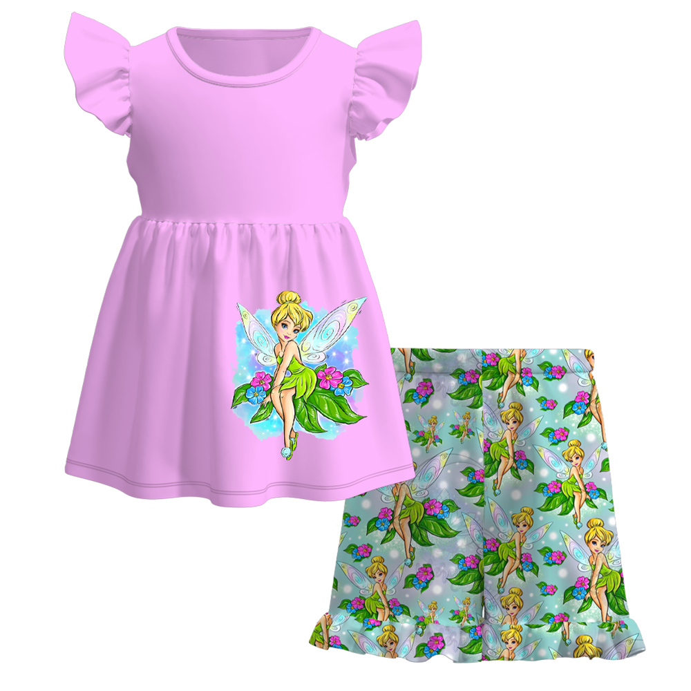 （Pre Order）Girls Summer Tinker Bell Print Short Set