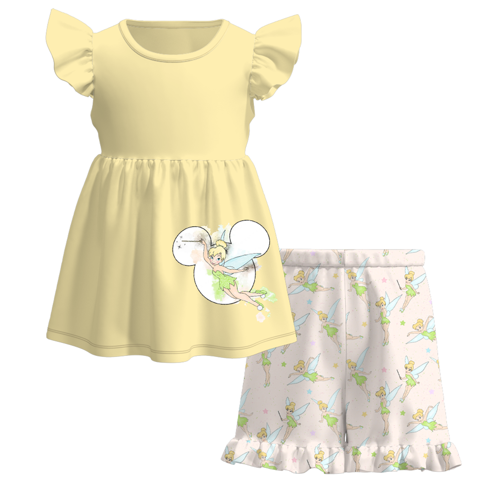 （Pre Order）Girls Summer Tinker Bell Print Short Set