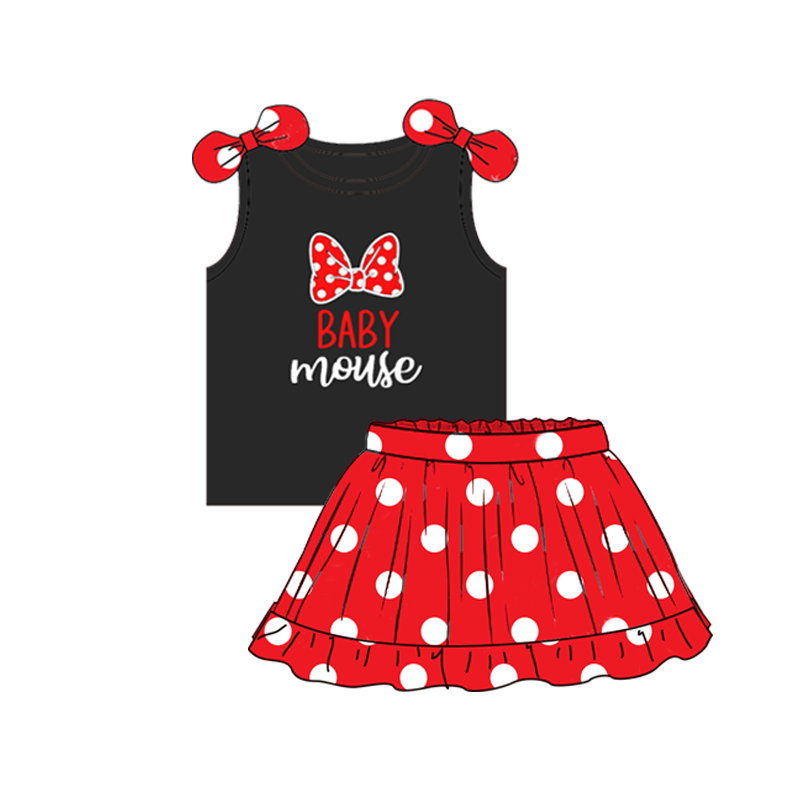 （Pre Order）Girls Summer Mickey Print Skirt Set