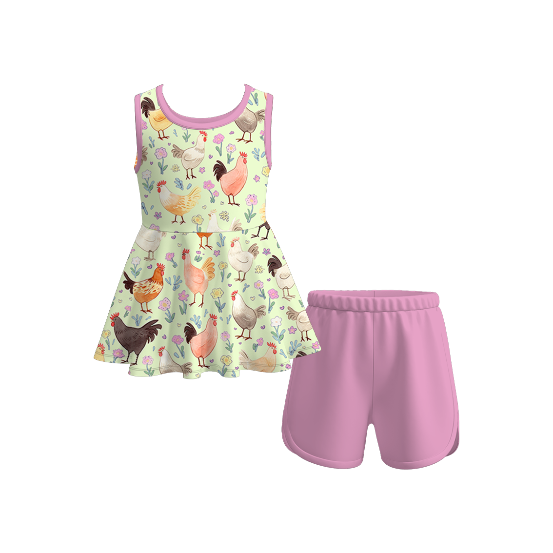 （Pre Order）Girls Summer Farm Print Short Set