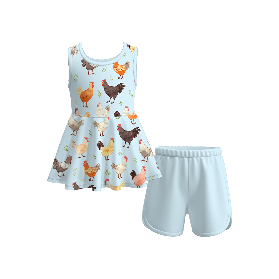 （Pre Order）Girls Summer Farm Print Short Set