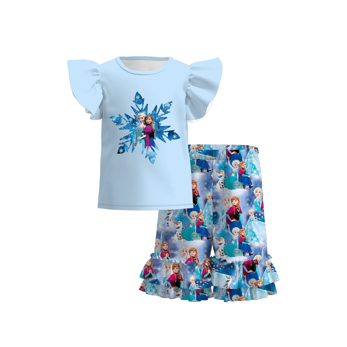 （Pre Order）Girls Summer Frozen Print Short Set