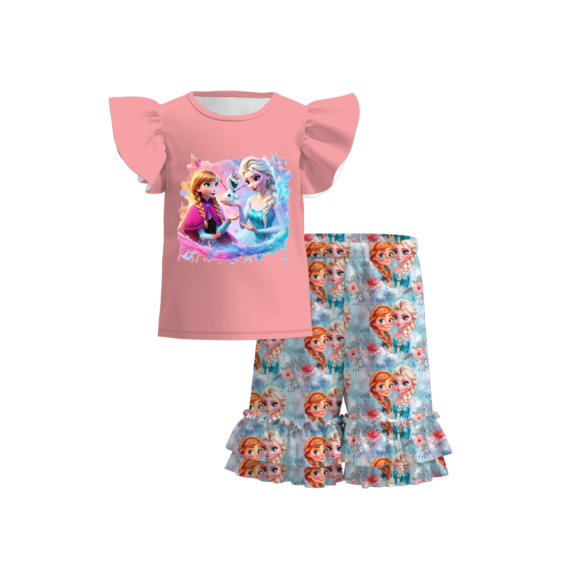 （Pre Order）Girls Summer Frozen Print Short Set