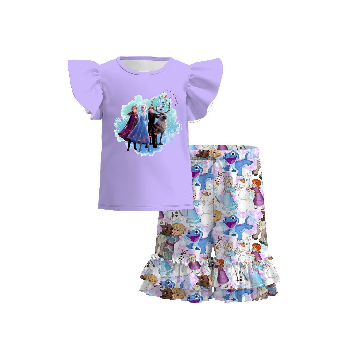 （Pre Order）Girls Summer Frozen Print Short Set