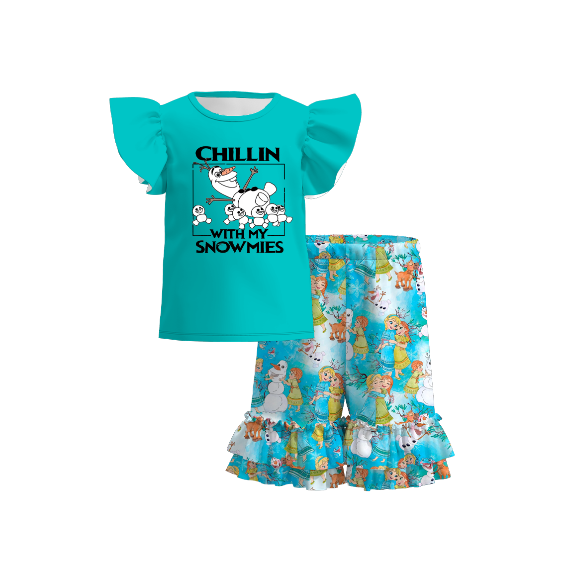 （Pre Order）Girls Summer Frozen Print Short Set