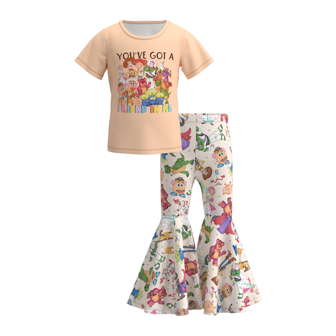 （Pre Order）Girls Summer Buley Print Bell Pant Set