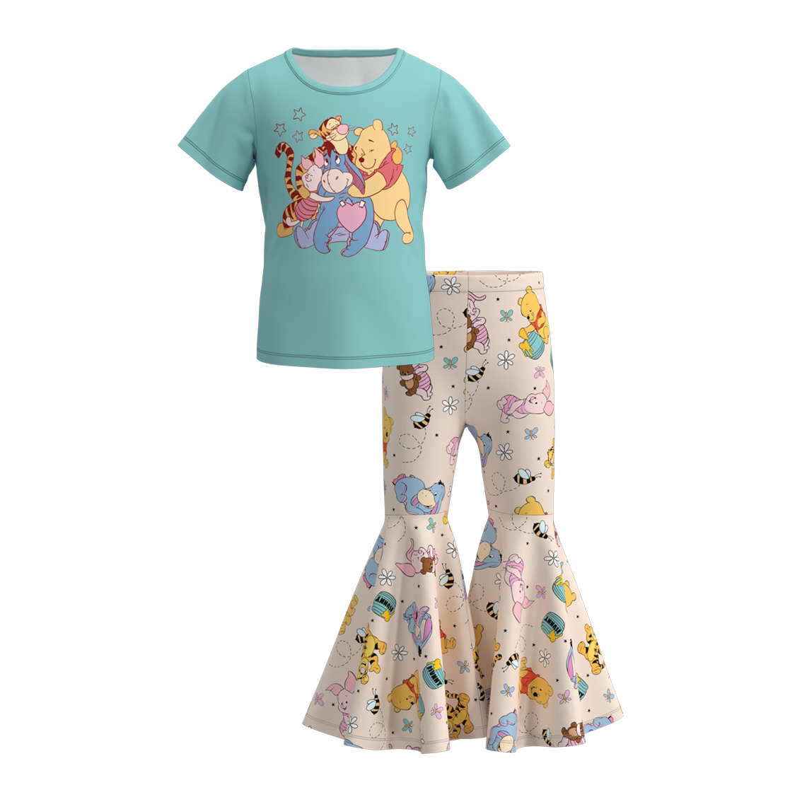 （Pre Order）Girls Summer Buley Print Bell Pant Set