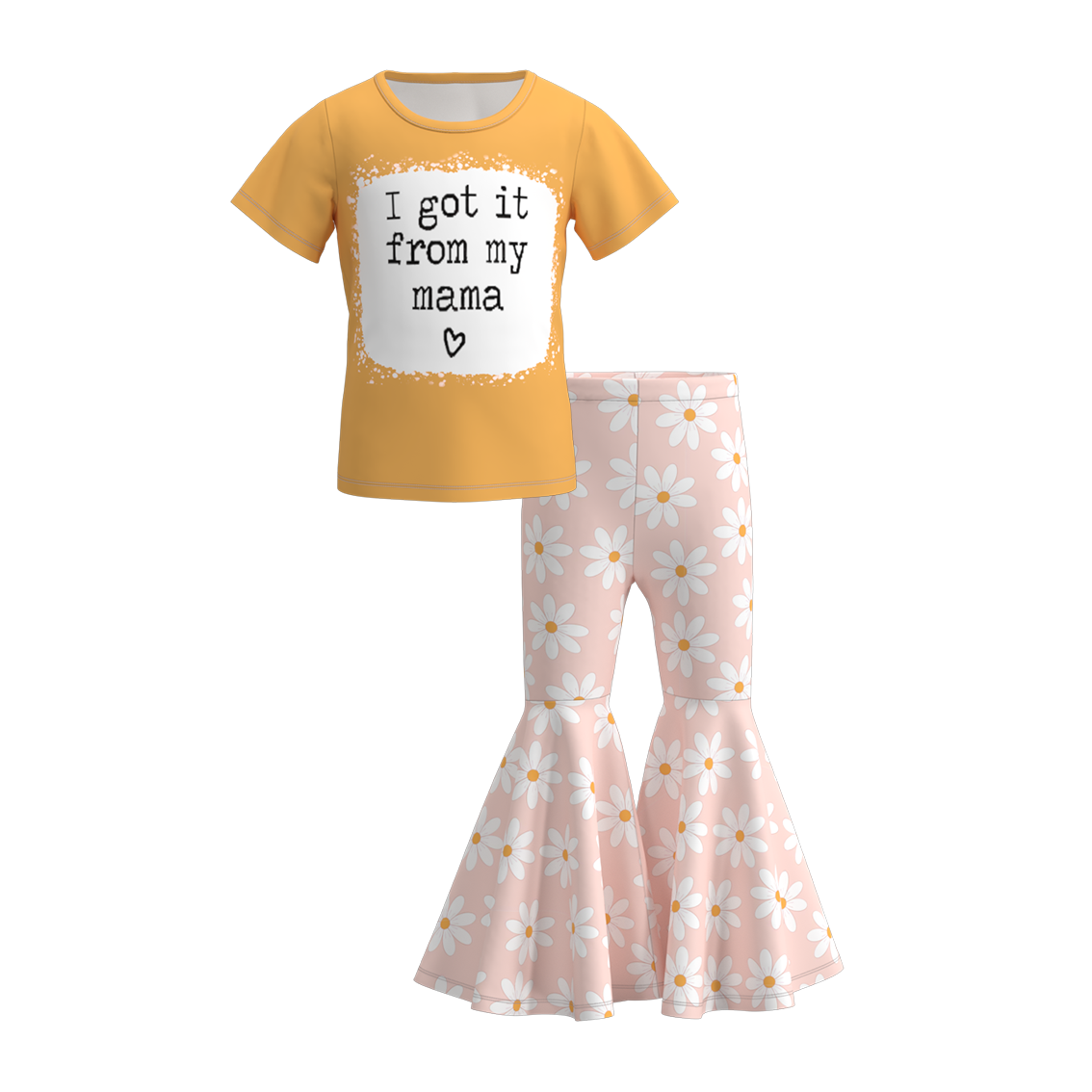 （Pre Order）Girls Summer Daddy's Girl Print Bell Pant Set