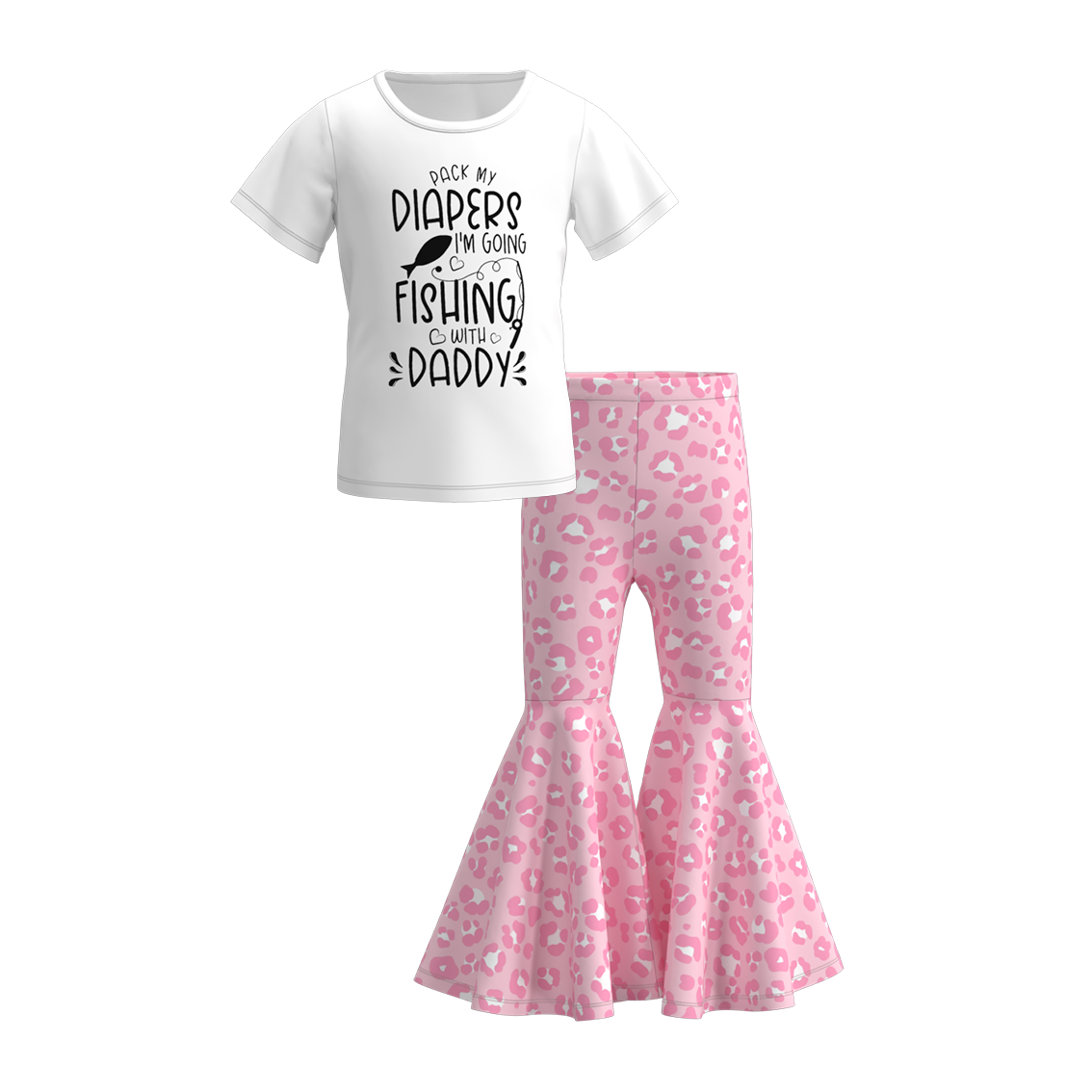 （Pre Order）Girls Summer Daddy's Girl Print Bell Pant Set