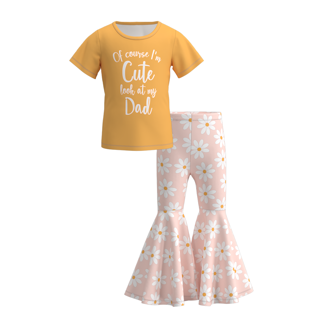 （Pre Order）Girls Summer Daddy's Girl Print Bell Pant Set