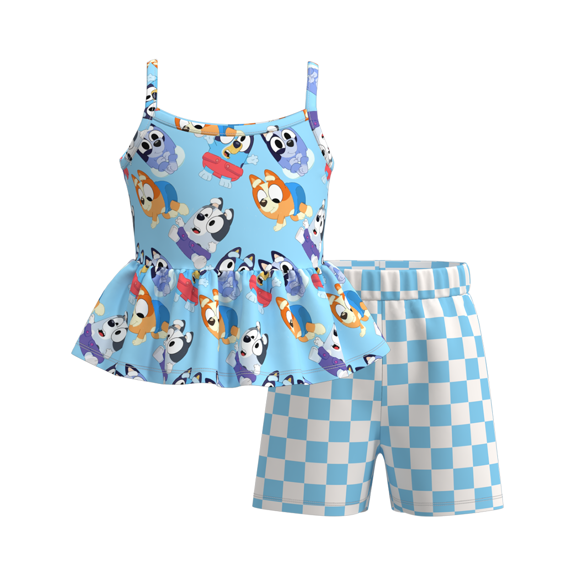 （Pre Order）Girls Summer Cartoon Print Slip Short Set